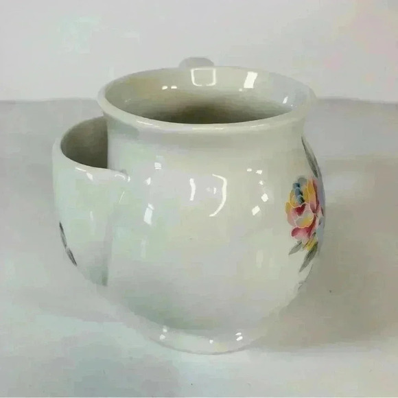 Blue Floral Butterfly Hot Tea Coffee on Ceramic White Cup Tea Leaf Bag Holder - Picture 4 of 10